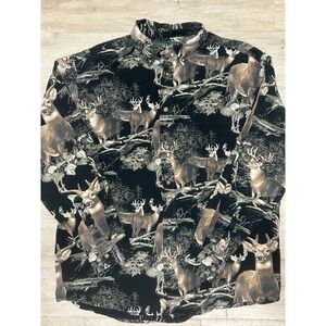 Gallop Shirt Deer Buck Print Allover Long Sleeve Vintage Hunting